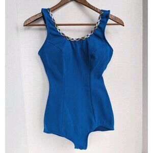 Vintage Swimsuit Womens 1960/70s XS Blue One Piece Tank Suit Pinup